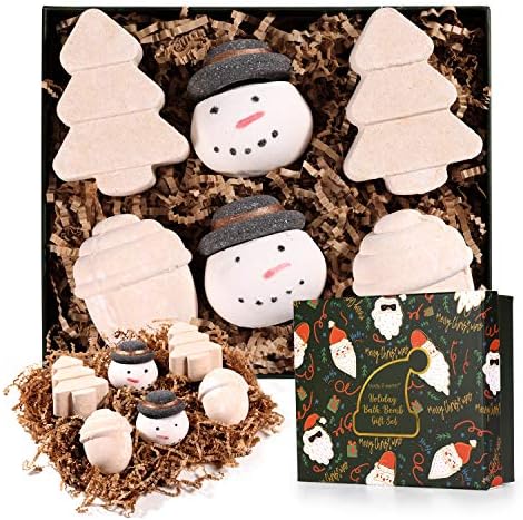 BODY & EARTH Christmas Bath Bombs Gift Set - Handmade Bubble and Floating Fizzies Spa Kit, Xmas Gifts for Women, Mom, Her