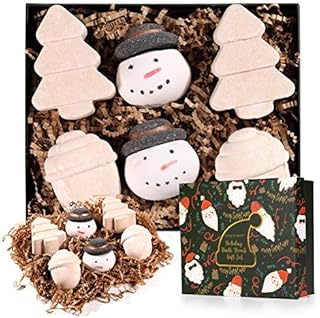 BODY & EARTH Christmas Bath Bombs Gift Set - Handmade Bubble and Floating Fizzies Spa Kit, Xmas Gifts for Women, Mom, Her