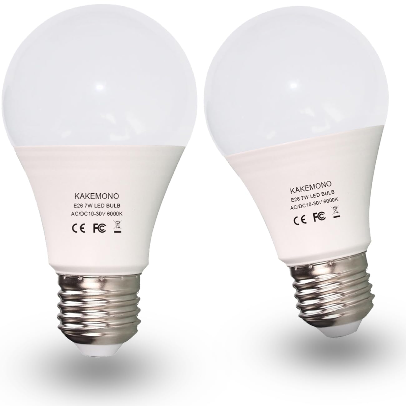 12V LED Light Bulb 7W AC/DC10-30V Low Voltage E26 Base 6000K Daylight White, 60watt A19 Bulb Equivalent, for landscape RV camper marine boat, 12volt