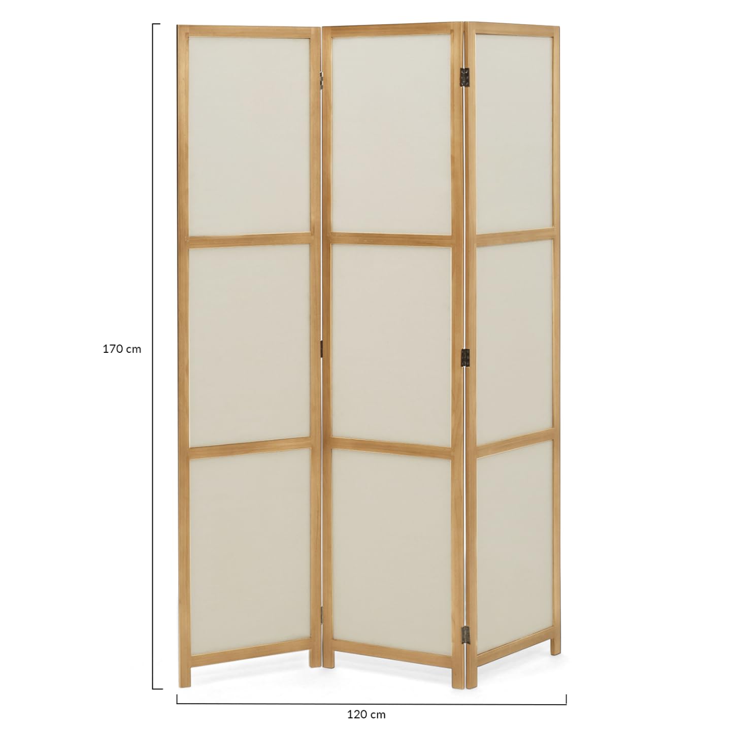 IDMarket - Innenparavent aus Holz und beigem Stoff