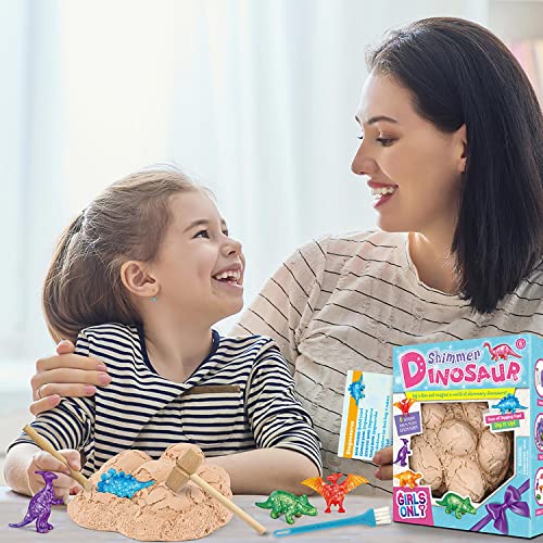Byncceh Großes Dino Ausgrabungsset mit 6 Glitzer Dinosaurier Figuren zum Ausgraben – Dinosaurier Eier Spielzeug für Kinder ab 6 Jahre – Perfekt für Dino-Geburtstagsparty oder Festgeschenke
