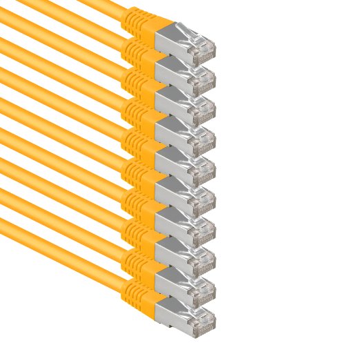 7,5m gelb - 10 Stück Cat.6 Patchkabel Netzwerkkabel CAT6 S-FTP Gigabit Lan PIMF CAT 6 Kupfer CU Halogenfrei Internet DSL Spielkonsole Smart TV