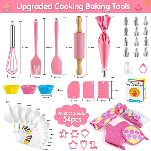 Innocheer Kids Baking And Cooking Set For Girls, 54Pcs Chef Costume Set With Kids Apron, Chef Hat, All Real Cooking Tools And Baking Supplies, Kitchen Utensils And Recipes For Child Junior Chefs 3+ #TOP1