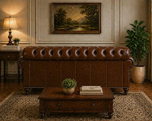 Image of Luxury Sofa Set Luxury Chesterfield Sofa in for Home Living Room & Office (Highback 2 Seater Brown)