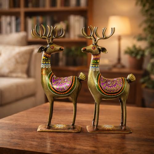Image of CraftVatika Home Decor Romantic Couple of Lucky Deer Reindeer Set, Home Decoration Items for Living Room, House Warming Gifts, Decorative Items for Drawing Bed Room, Return Gift Items for Woman Man