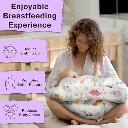 Image of Proliva Feeding Pillow for New Born Baby with Detachable Cover Breast Feeding & Maternity Nursing Pillow for Breastfeeding Support for Baby Feeding Pillow for Mom (eige-Dyno-A2)