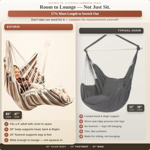 Image of Hanging Hammock Chair Swing - Outdoor & Indoor - Hammock Swing Chair