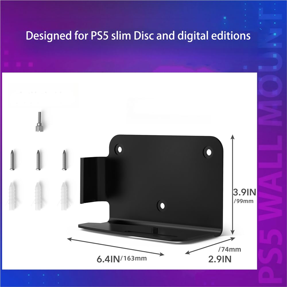 Uchwyt ścienny do konsoli PS5 Slim do PS5 Slim Digital Edition do PS5 Slim Disc Edition, stojak ze stopu aluminium z rozpraszaniem ciepła, oszczędność miejsca, konfiguracja gier, biały