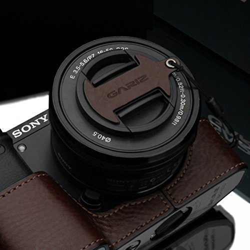 Gariz Genuine Leather XA-CFS1650BR2 Camera Capfix Cap Fixs for SONY 16-50mm SELP1650 Lens, Brown