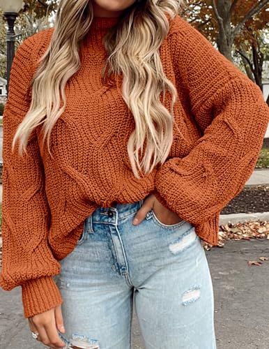 PRETTYGARDEN Women's Fall Oversized Pullover Sweaters Casual Crewneck Long Sleeve Chunky Cable Knit Tops Winter Clothing