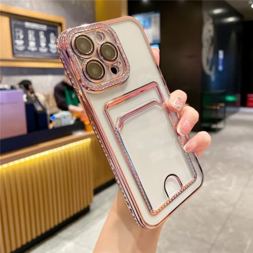 Coque silicone antichoc iPhone 13 14 rose avec porte-carte pour simplifier vos sorties en ville