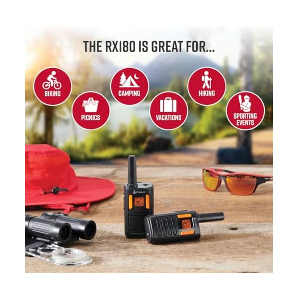 Cobra RX180 Walkie Talkies – 18-Mile Long Range Signal, 22 Preset Channels, NOAA Weather Alerts, 10 Call Tones, Voice-Activated, Compact and Reliable, 2-Pack, Orange/Black - Image 6