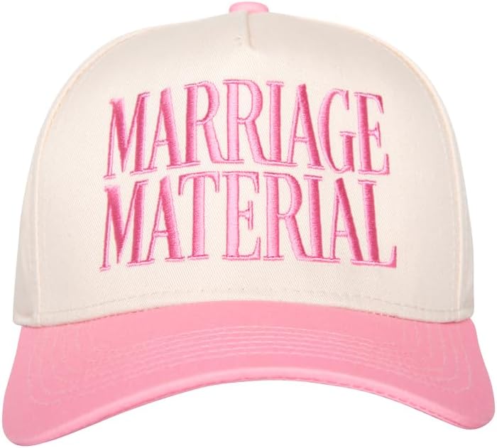 KATYDID Marriage Material Vintage Hat - Two-Toned Trucker Hat - Embroidered Vintage Baseball Cap for Women - Snapback