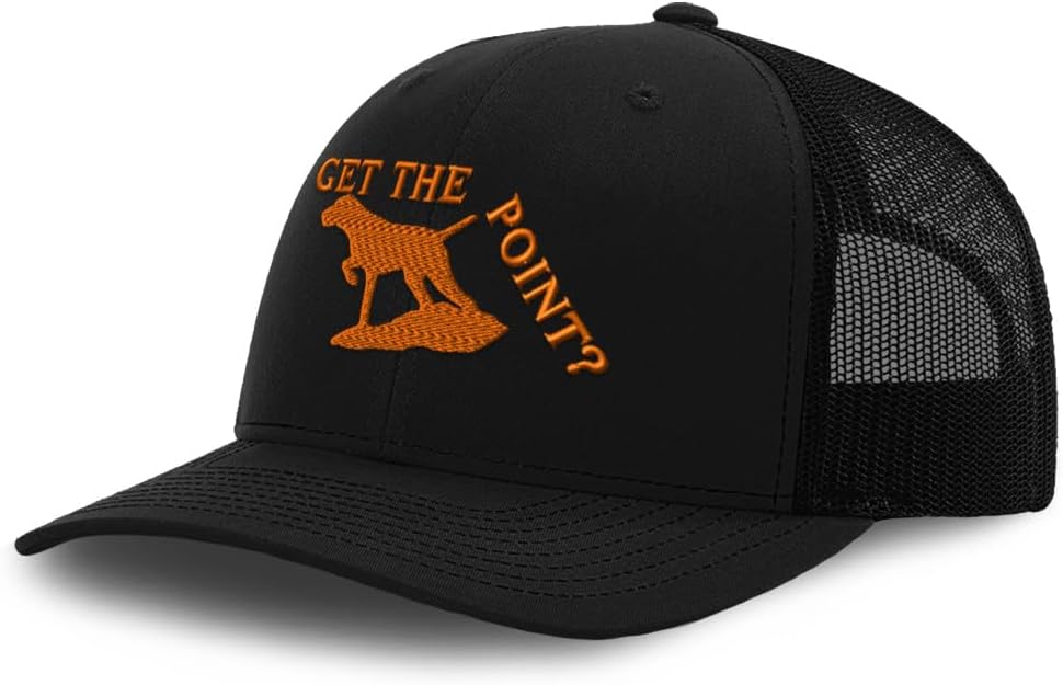 Custom Mesh Cap Hat Embroidered Get The Point Pointer Dog Bird Funny Trucker Hats for Men & Women