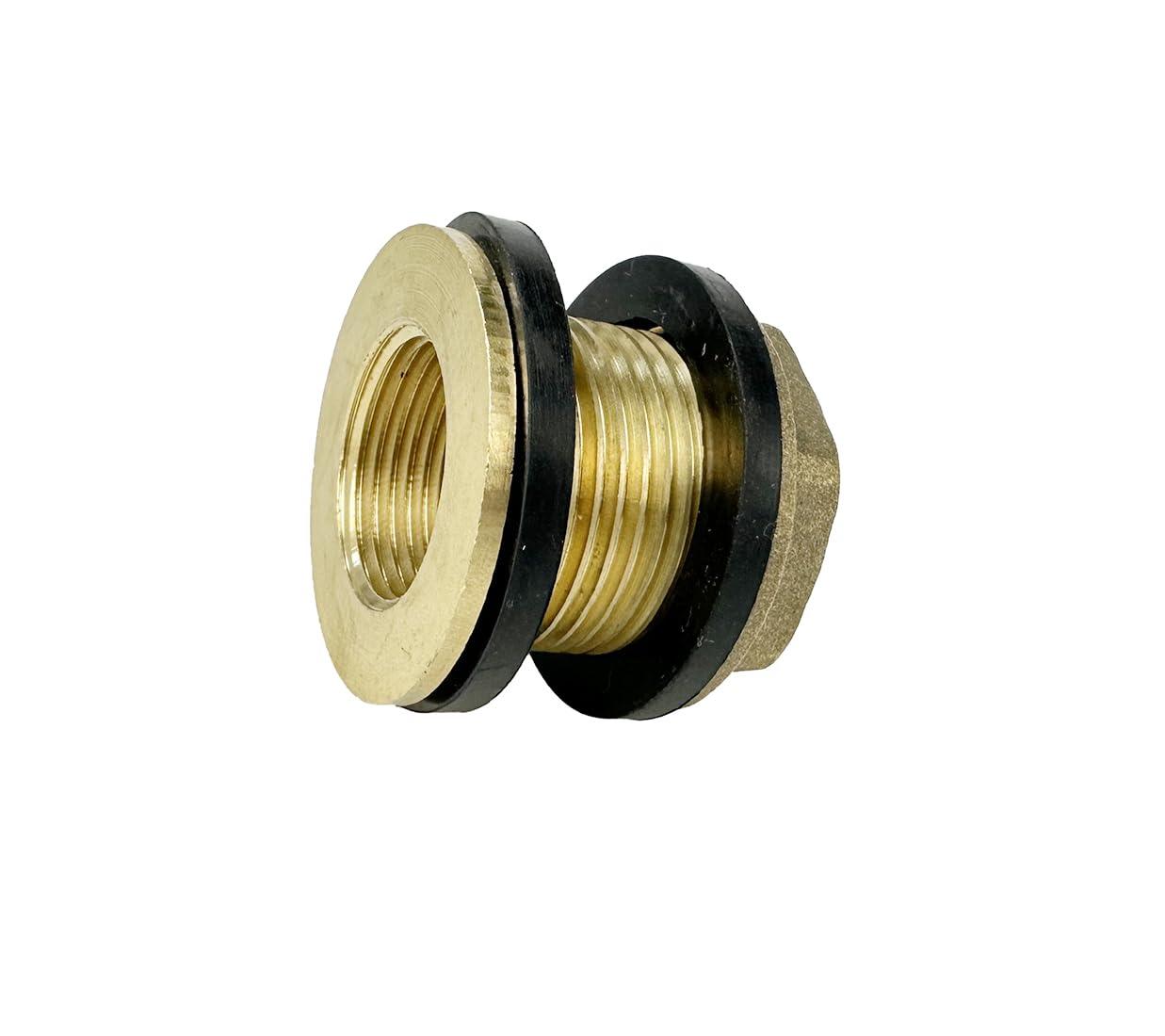 Kit de conector de latón macizo para agua – Rosca hembra de 3/4 pulgadas, rosca macho de 1 pulgada, lengüeta de manguera de 25 mm con sellos y abrazadera – Adaptador de tanque de barril de lluvia a