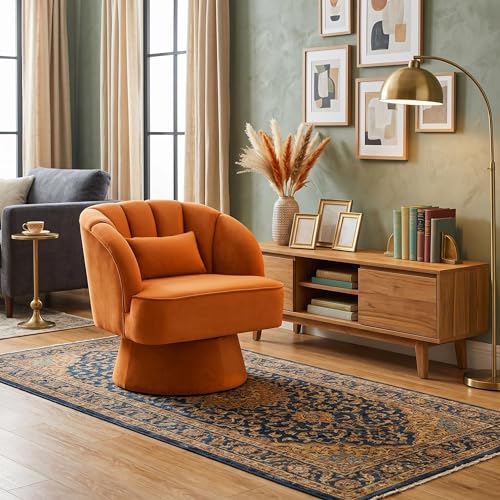 IDEALHOUSE Swivel Accent Chair with Armrests, 360° Mid Century Modern