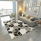  AU-SHTANG Teppich kurzflor Schwarzer stereoskopischer 3D-Würfelmuster-Entwurfsteppich Teppich Flur -schwarz_140x200cm