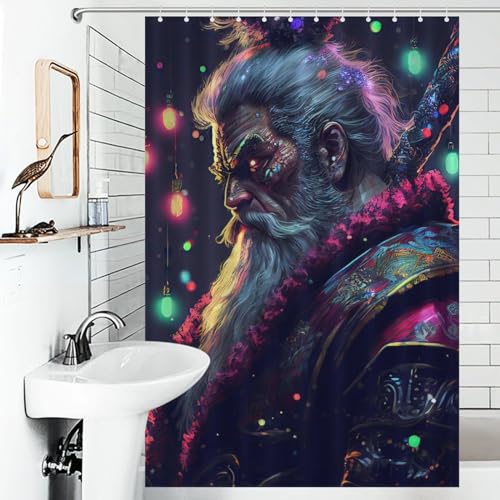Rideau de douche samouraï coloré en tissu lavable 122x183cm pour salle de bain - 6