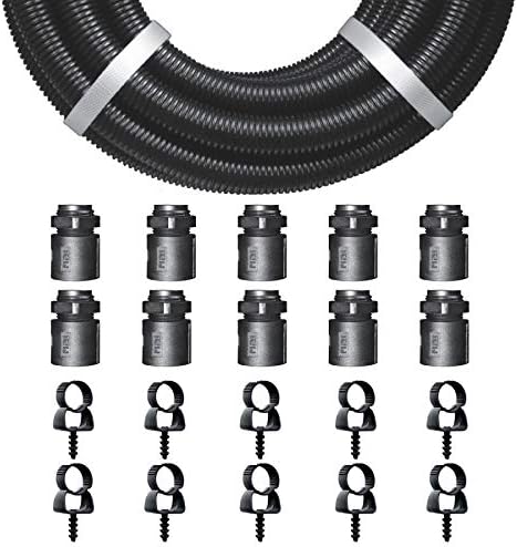 25mm Quality Black Polypropylene Flexible 10m Conduit Contractor Pack - External 25.0mm - Internal 19.9mm - IP40 - Low Smoke Zero Halogen - UV Resistant (10 x Schnabl Conduit Quick Clips Included)