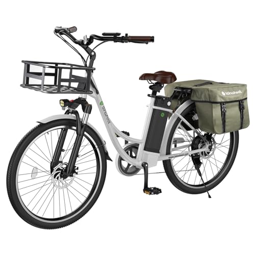 isinwheel U2/Ucity Electric Bike for Adults, 26" 750W Peak Ebike Upto 90km & 32km/h, 13/10.6Ah Removable Battery, Electric Bicycle with 35-Speed, Dual Suspension & LCD Display for City Commu
