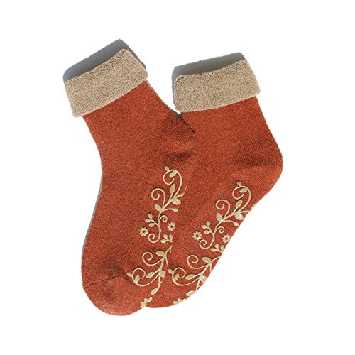 ZGJ Affe Damen Wolle Angora Blend Socken Frauen Anti-Skid Dicke Warm Full Terry Wintersocken (Rot)