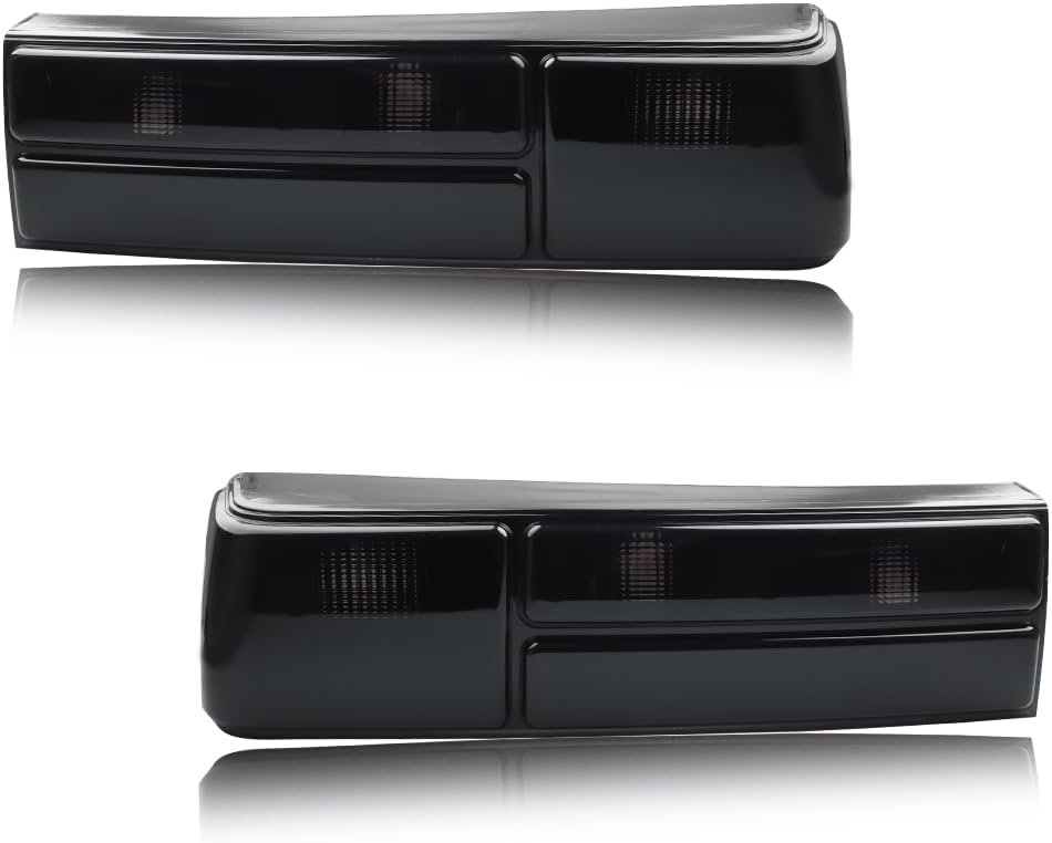 Tail Light Compatible with Fo-rd Mus-tang 1987-1993, [DOT] [W/O Bulb] Brake Rear Lamp with Housing (Left + Right), Replace OEM #‎E7ZZ-13404-A, E7ZZ-13405-A, FO2801168, FO2800168, Smoked Lens