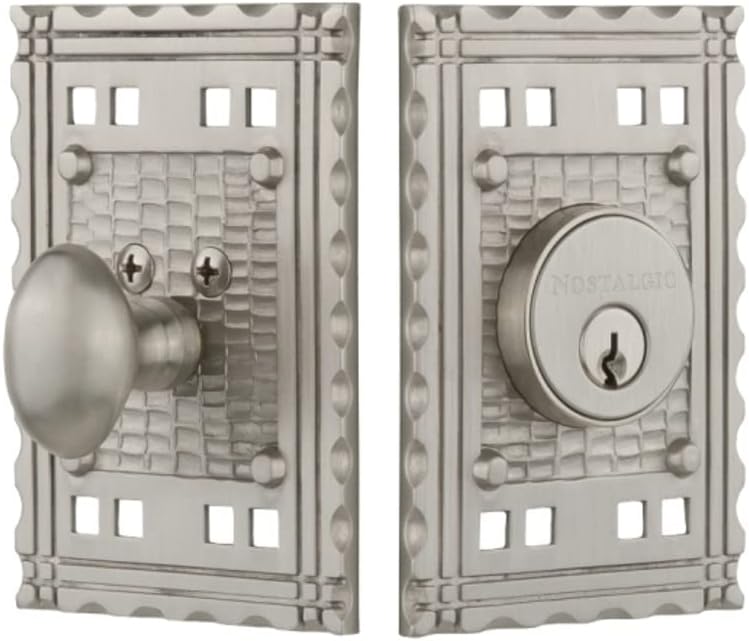 Nostalgic Warehouse 719012 Nostalgic Warehouse CRACRA_1CYL_234_NA Craftsman Solid Brass Single Cylinder Deadbolt with 2-3/4" Backset