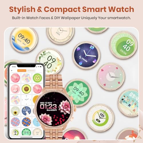 Image of GAMESIR Luxury Round Dial GEN 12 Smart Watch 1.69 inch AMOLED Display with High Resolutions Bluetooth Calling Multiple Watch Faces & Sports Mode Newest & Smartwatch for Women & Men (Diamond Gold)
