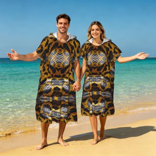 Poncho surf microfibre léger avec capuche imprimé serpent jaune pour l'été