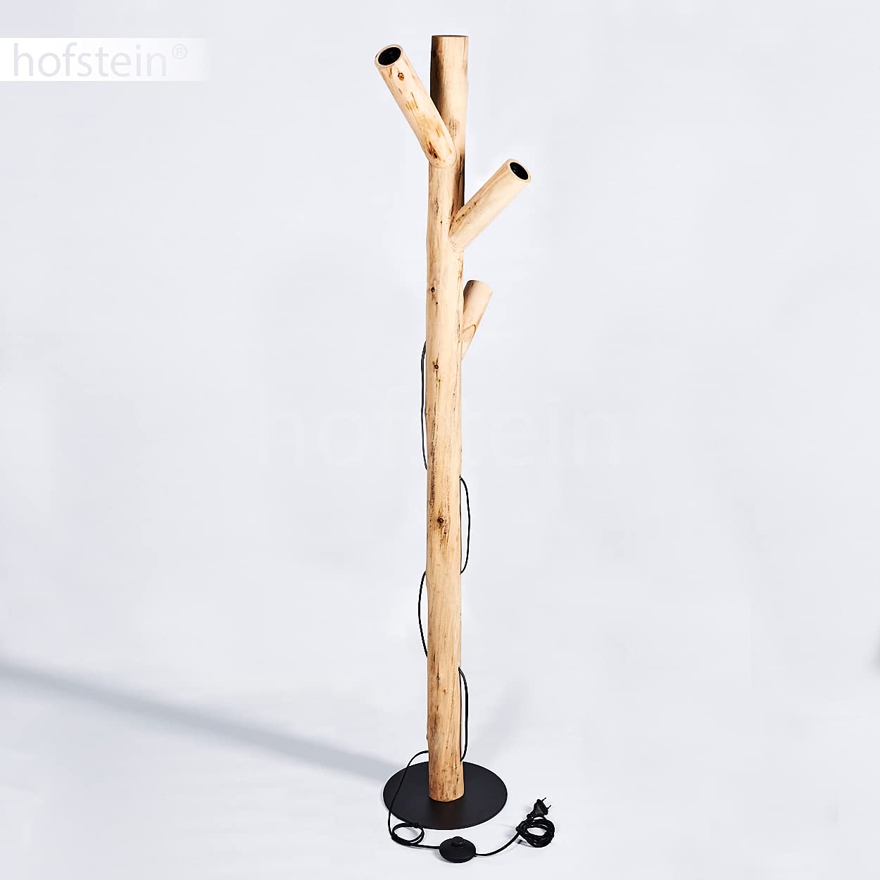 Vloerlamp driepoot naturel hout/zwart metaal Mexlite Triek Vloerlamp driepoot naturel hout/zwart metaal Mexlite Triek