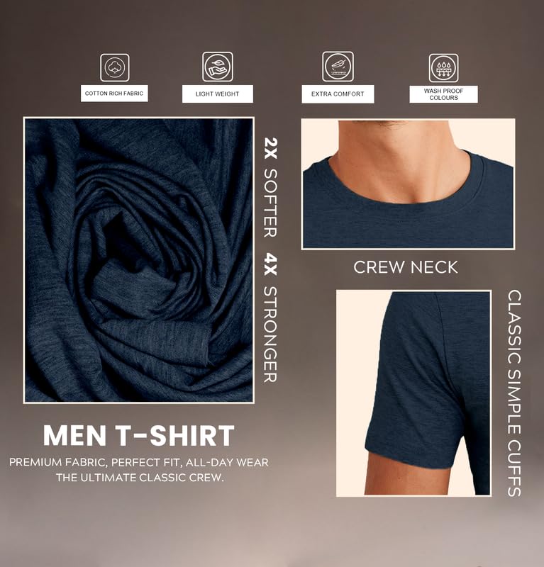 Image of Sleepynuts Men's Regular Fit Round Neck Half Sleeves Solid Casual Wear T-Shirt
