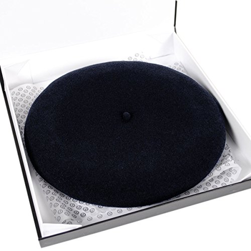 Hoquy Wool Basque Beret and Luxury Box - Navy Blue (58 cm)