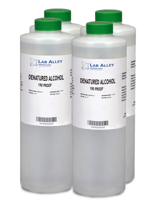 Ethanol 190 Proof, Denatured, 1 Gallon (4 x 1 Quart Bottles)