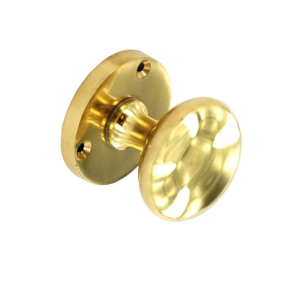 60mm Polished Brass Victorian Round Mortice Door Knob