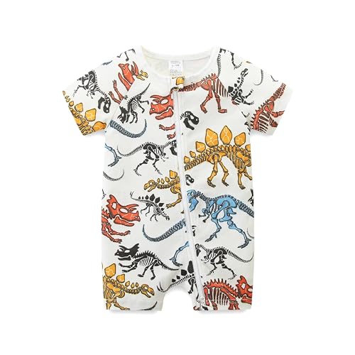 Image of Babymine Baby Boy Girl Romper Short Sleeve 100% Cotton Bodysuit Outfits 2 Way Zipper Jumpsuit