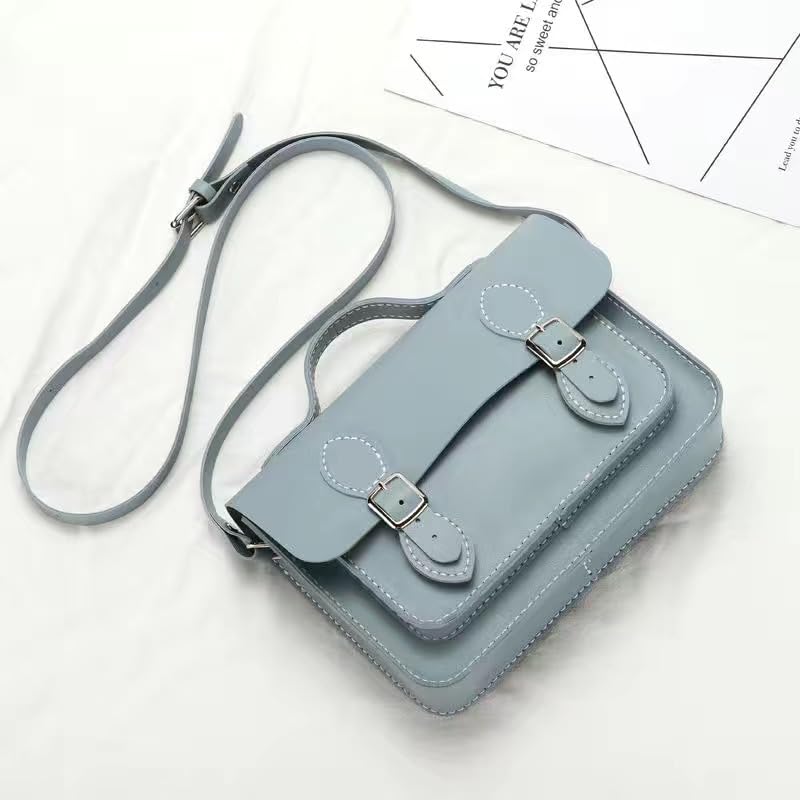 DIY Purse Bag Satchel Making Kit Cambridge Sewing Pattern Wallet PU Leather Material Craft Tool Set Handmade Handbag Shoulder Bag pdf Sew Knit Stitch Woman Girl Birthday Holiday Day Gift (8.Blue Gray)