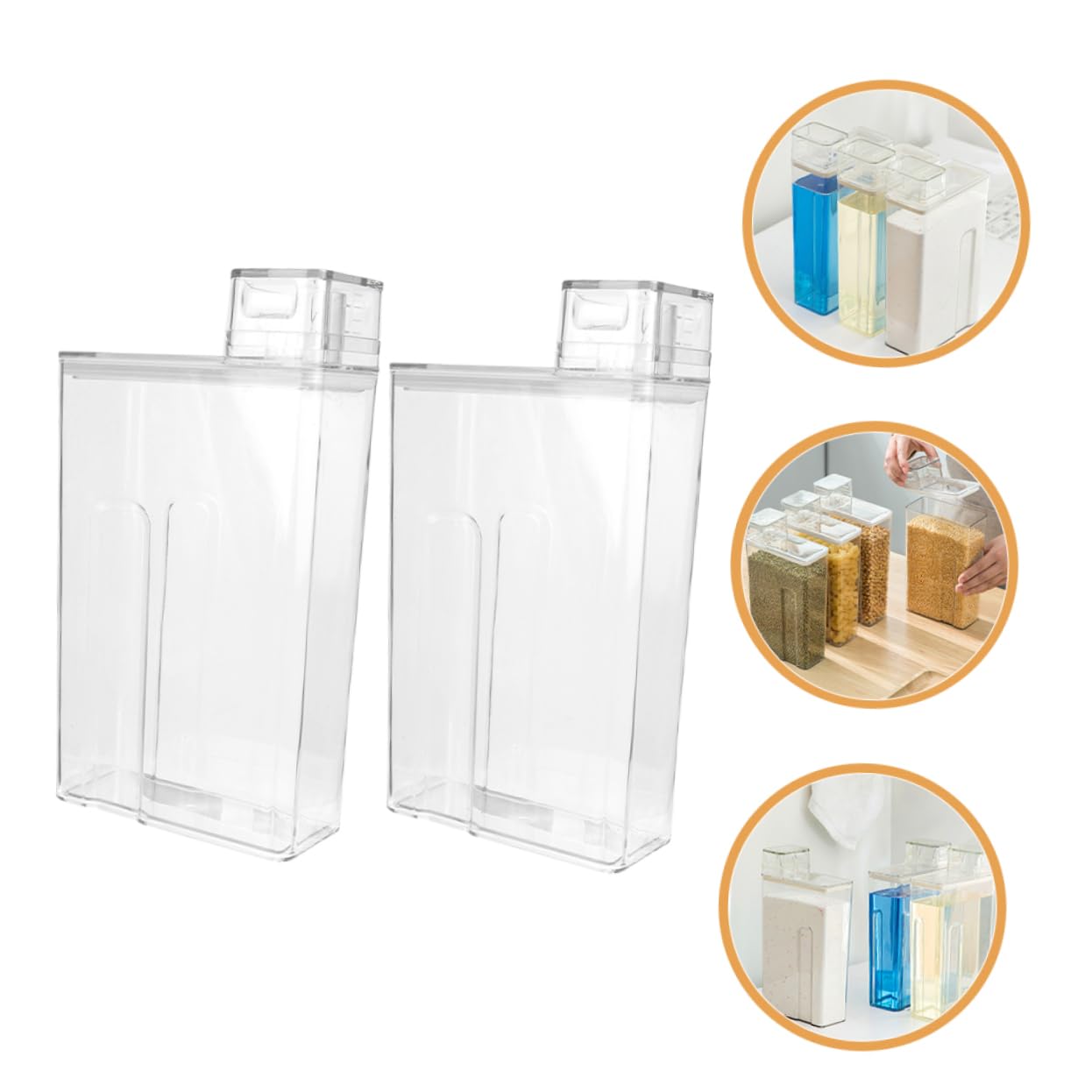Dispensador de Detergente Líquido Tapa, Caja de Almacenamiento para Lavandería, Material Pet y PTR, Pack de 2 Unidades para Uso Multipropósito