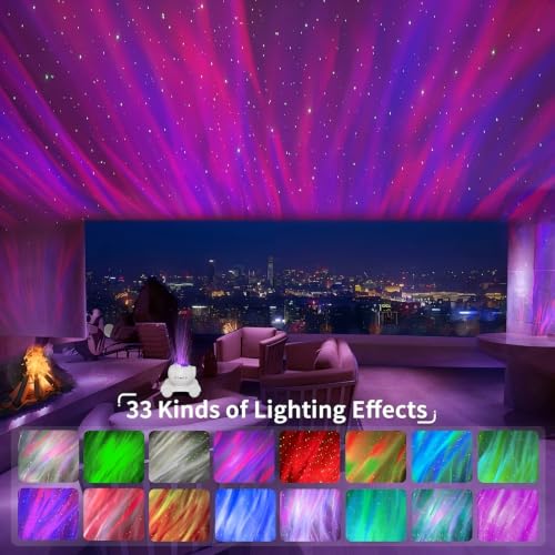 Image of ENOKIK Aurora Light Projector Northern Lights Bluetooth Speaker, Pure White | 33 Dynamic Light Effects, 8 Soothing White Noises, Remote Timer, 360 Adjustable Projection Angle, Ideal Gift, Home Decor