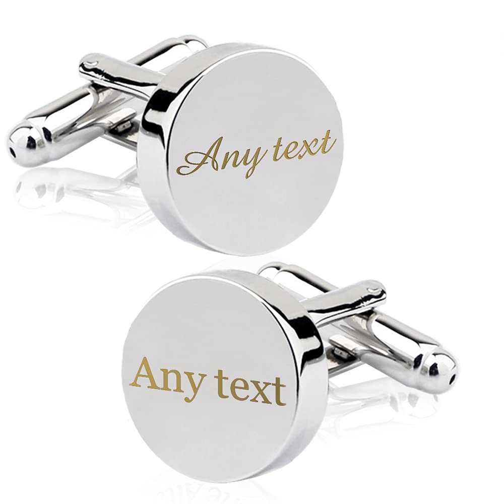 Personalised Cufflinks for Men Engraved Cufflinks for Him Custom Gifts for Dad Usher Boyfriend Husband Best Man Groomsman at Anniversary Wedding Engagement Fathers Day with Gift Box