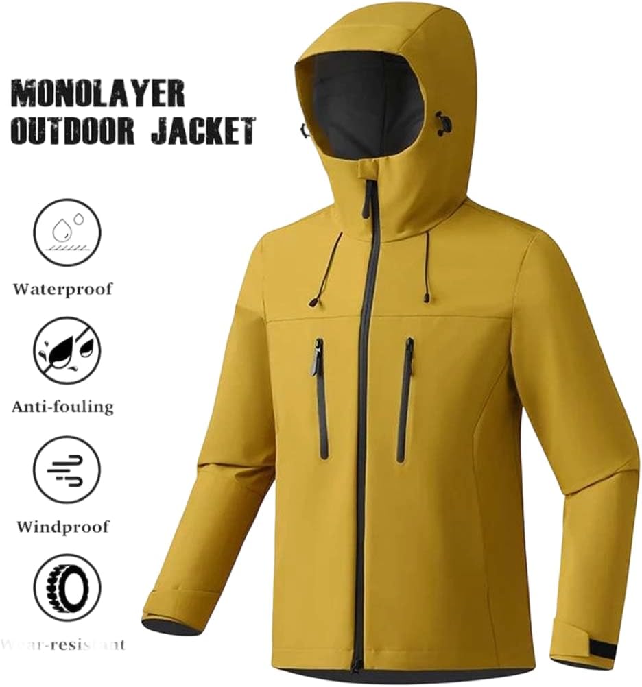 Men Waterproof Hiking Camping Trekking Outdoor Sporty Rain Coat Hooded Climbing Jacket