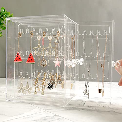 Oukerde Exhibidor Pendientes Caja Acrílico Transparente con 3 Cajones - Almacenar Pendientes - Joyero Metacrilato a Prueba de Polvo Almacenaje Pendientes,Brazaletes y Collares Cover