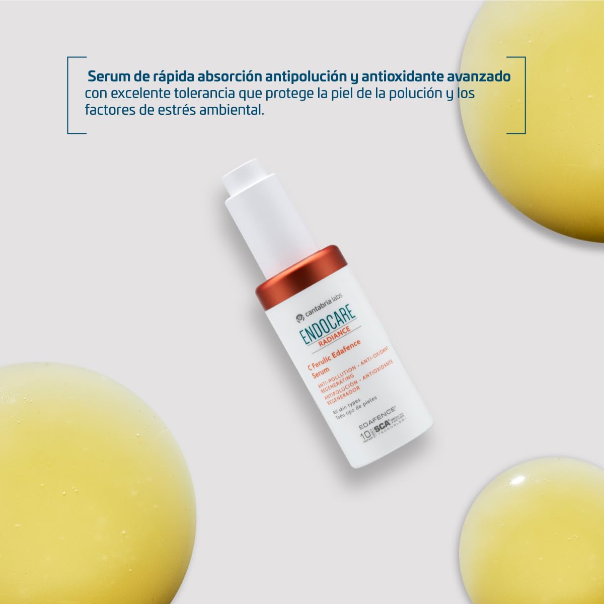 Endocare Radiance C Ferulic Edafence - Sérum Antipolución y Antioxidante con Vitamina C y Ácido Ferúlico, Rápida Absorción, para Todo Tipo de Piel, 30 ml