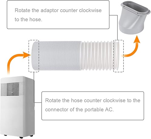 Miniatura 5 de Manguera de escape de aire acondicionado portátil, 5.9 pulgadas de diámetro y longitud de hasta 78.7 pulgadas, rosca antihoraria universal para