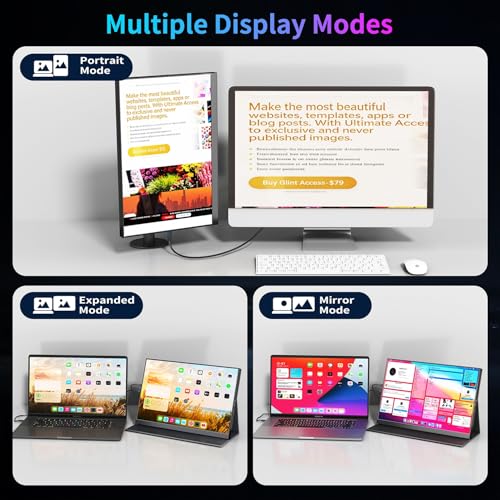 Image of 16 inch 144Hz Portable Monitor, FHD 1200P HDR Portable Gaming Monitor with USB-C HDMI VESA and Magic Cover,External Screen for Laptop,PC,Phone,PS5,Mac,Xbox,etc.
