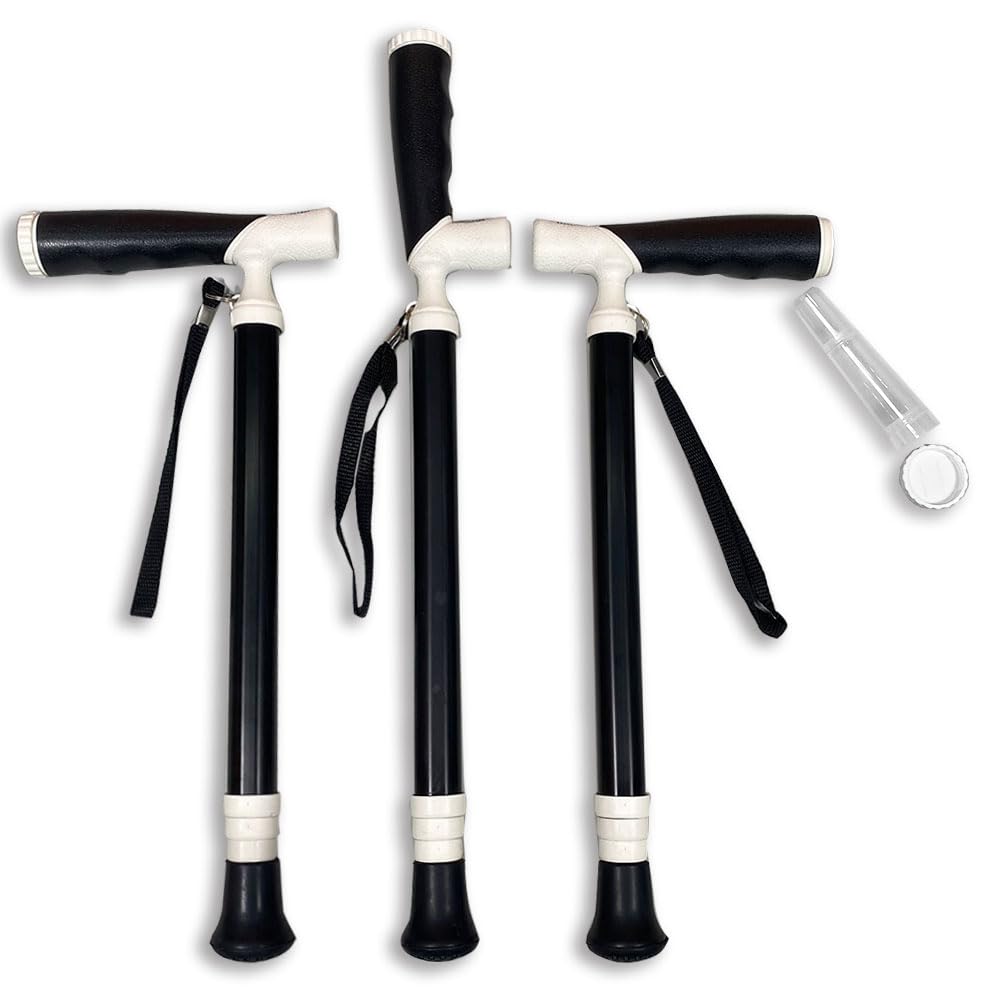 Ruyi, bastone portatile in alluminio leggero retrattile con contenitore, stampelle per adulti bastone telescopico con scatola portaoggetti