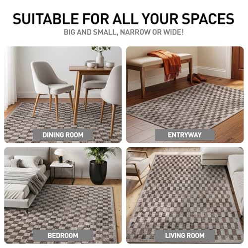 Tapete decorativo beige con diseño geométrico 4' x 6' miniatura 3