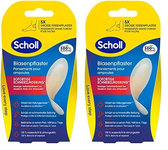 Scholl Transparente Fersen Pflaster, Blasenpflaster mit Hydra-Guard-Technolgoie, schmerzlindernd, beugt Blasenbildung vor (Packung mit 2)