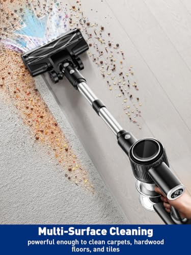 Image of VOKENE Cordless Vacuum Cleaner, 8 in 1 Powerful Suction Lightweight Vacuum Cleaner for Home, LED Display, 3 Suction Modes, 45Mins Detachable Battery Vacuum for Hard Floor Carpet Pet Hair