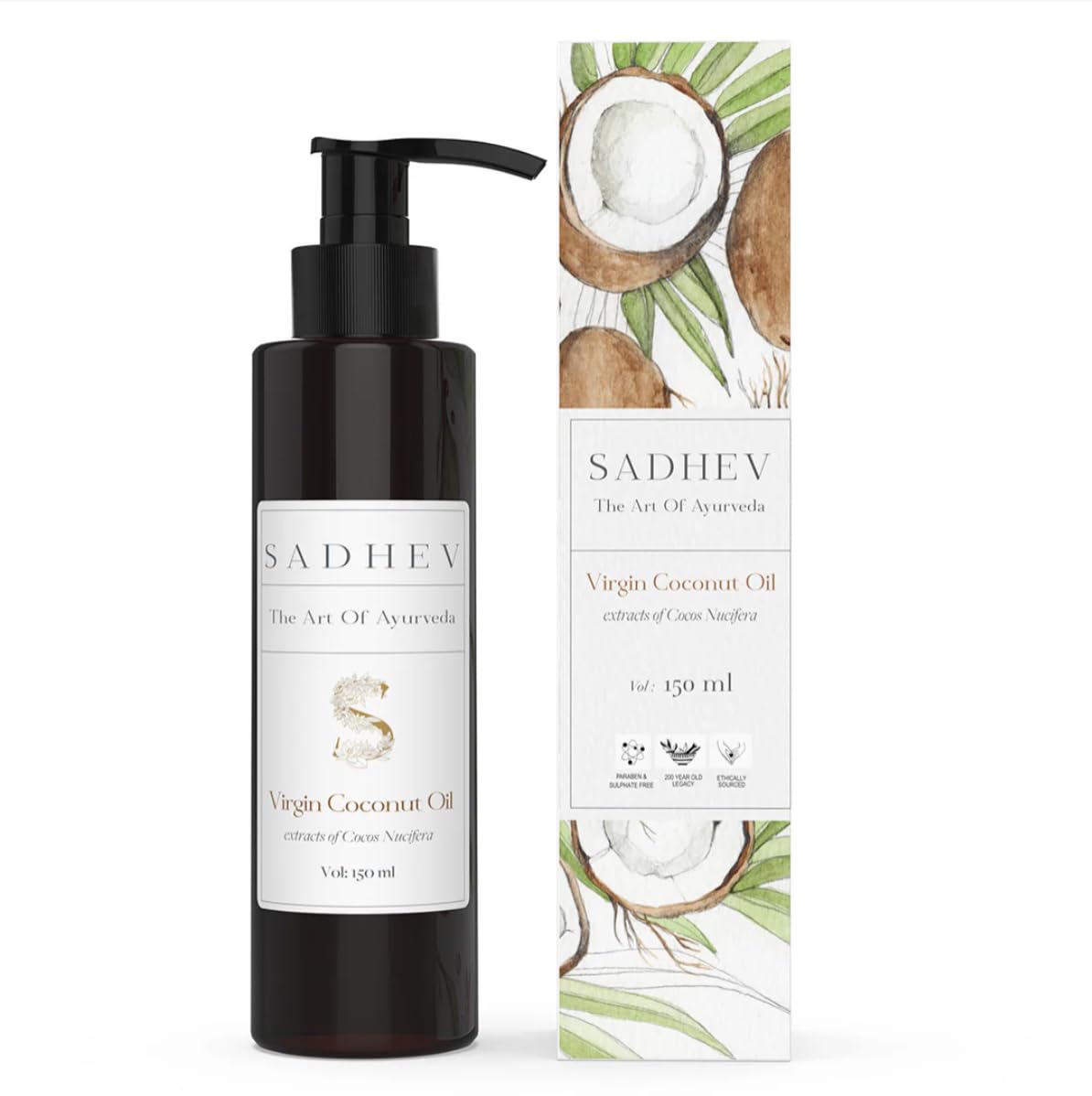 Sadhev Virgin Coconut Oil | Cold Pressed | Organic Multi-Purpose Oil for Skin & Hair | Hydrates, Nourishes, Repairs Dry, Frizzy Hair & Dull Skin | Vegan & No Chemicals | 150ml-image-29