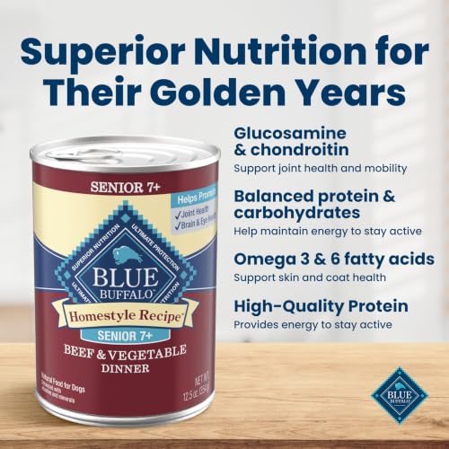 Image of Blue Buffalo Homestyle Recipe Beef Senior Wet Dog Food, 12.5 oz, 12 ct